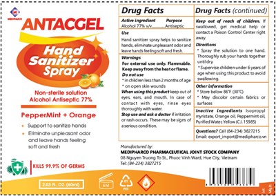 Antacgel_hand Sanitizer Spray With Peppermint And Orange (Antacgel Spray Orange)